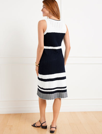 SLEEVELESS POINTELLE SWEATER DRESS