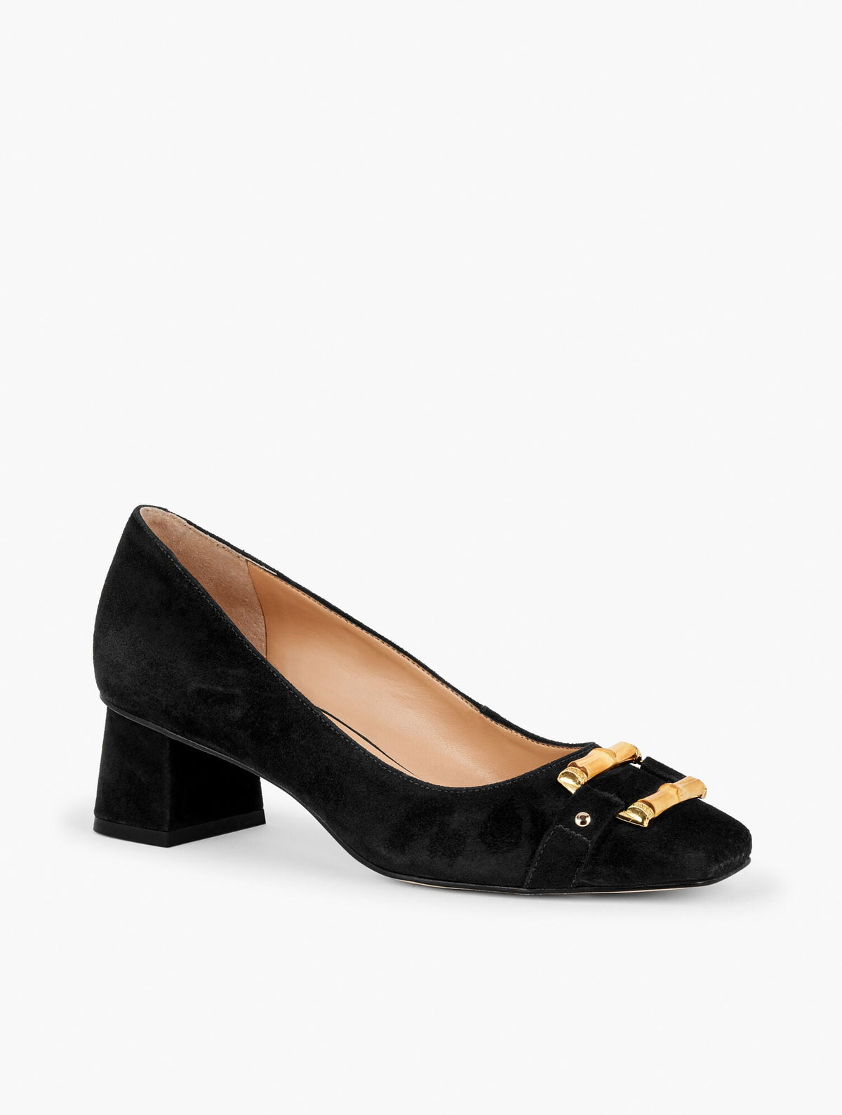 CARLYE BAMBOO BUCKLE SUEDE PUMPS