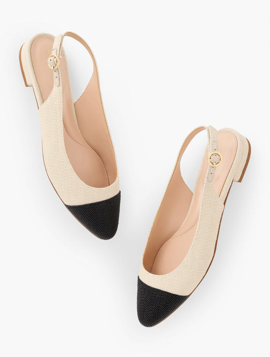 EDISON WOVEN STRAW SLINGBACK FLATS