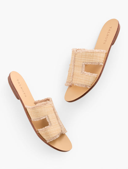 HANNAH FRAYED RAFFIA SLIDES