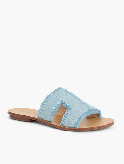 HANNAH FRAYED DENIM SLIDES