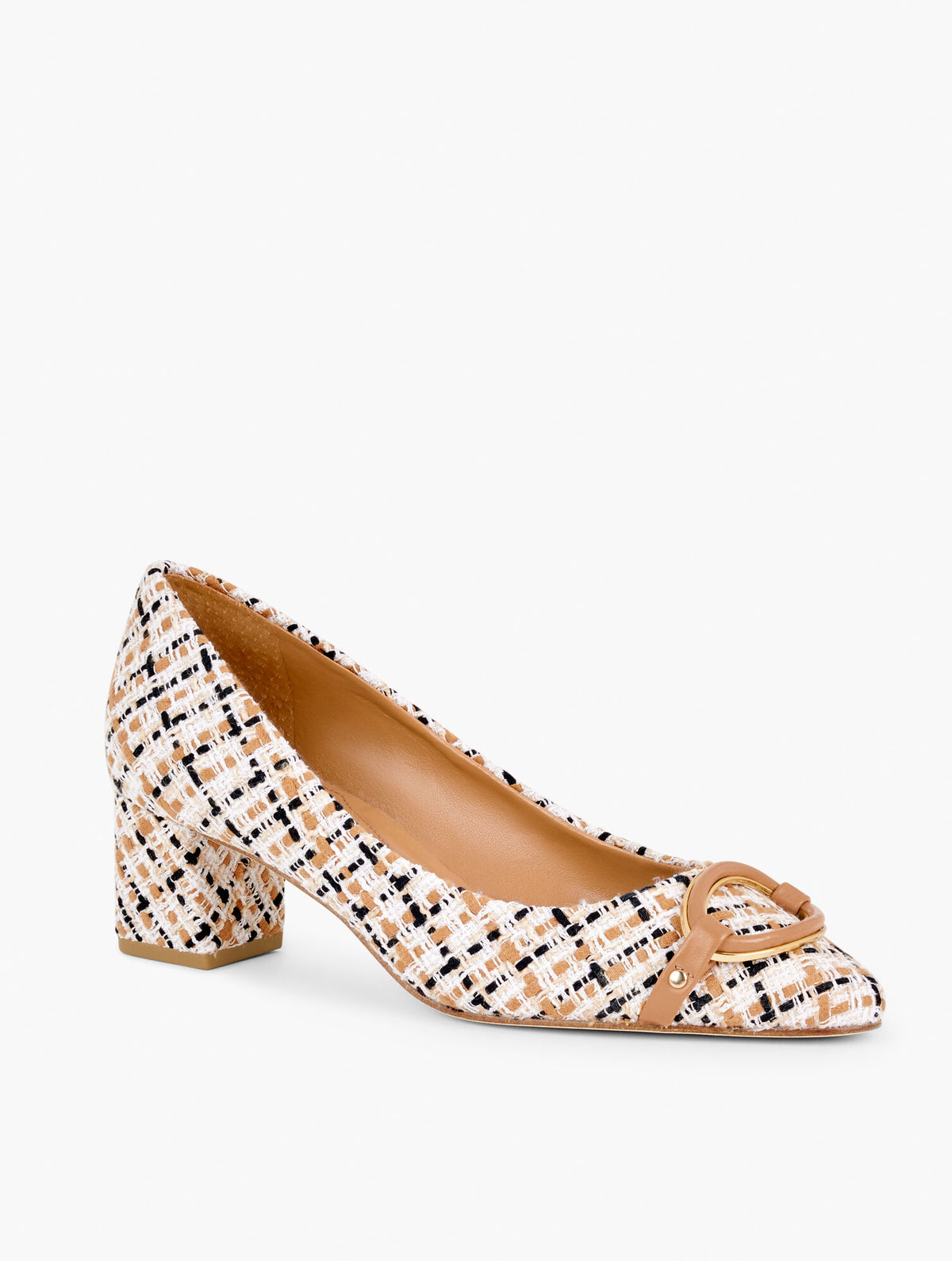 KAYLA BUCKLE BLOCK HEEL PUMPS - LOVELY TWEED