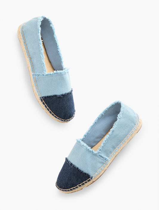 IZZY FRAYED DENIM ESPADRILLE FLATS