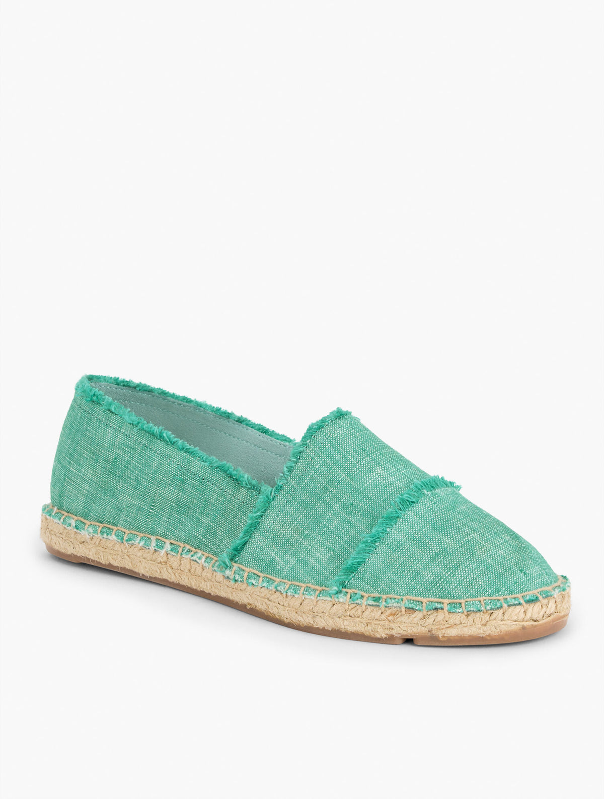 IZZY FRAYED WASHED LINEN ESPADRILLE FLATS
