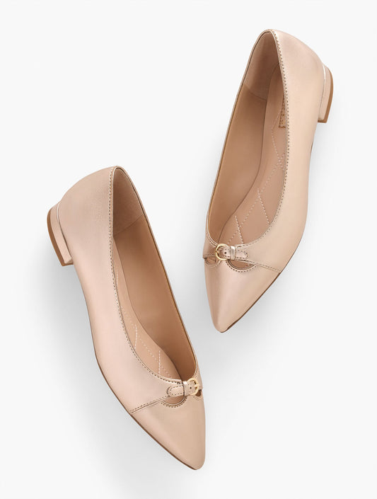 SCARLET CUT OUT METALLIC NAPPA FLATS