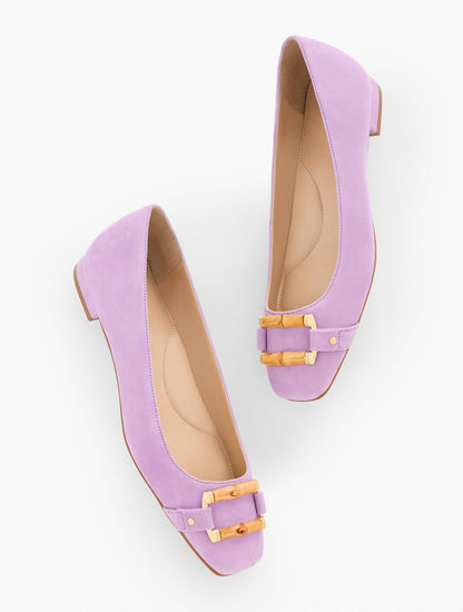 SUTTON BAMBOO BUCKLE SUEDE FLATS