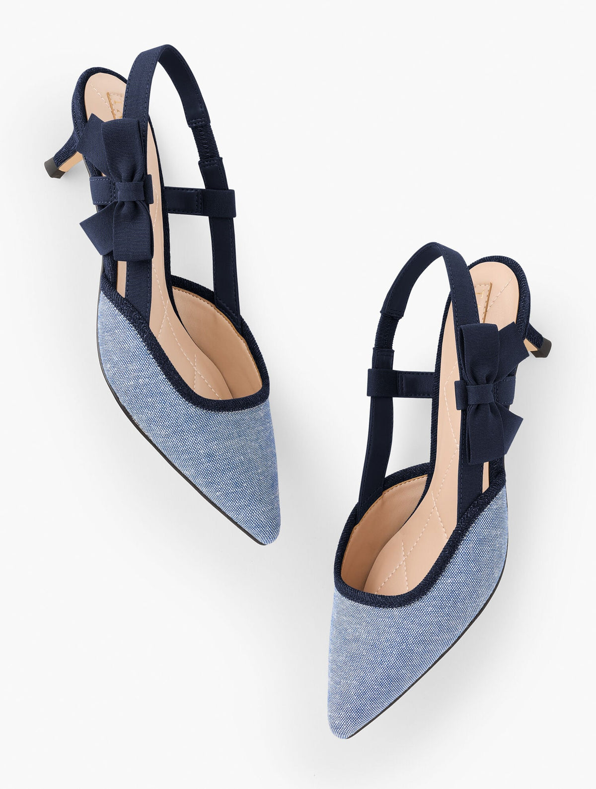 SYLVIE BOW SLINGBACK CHAMBRAY PUMPS