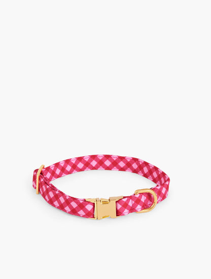 THE FOGGY DOG RASPBERRY PLAID DOG COLLAR