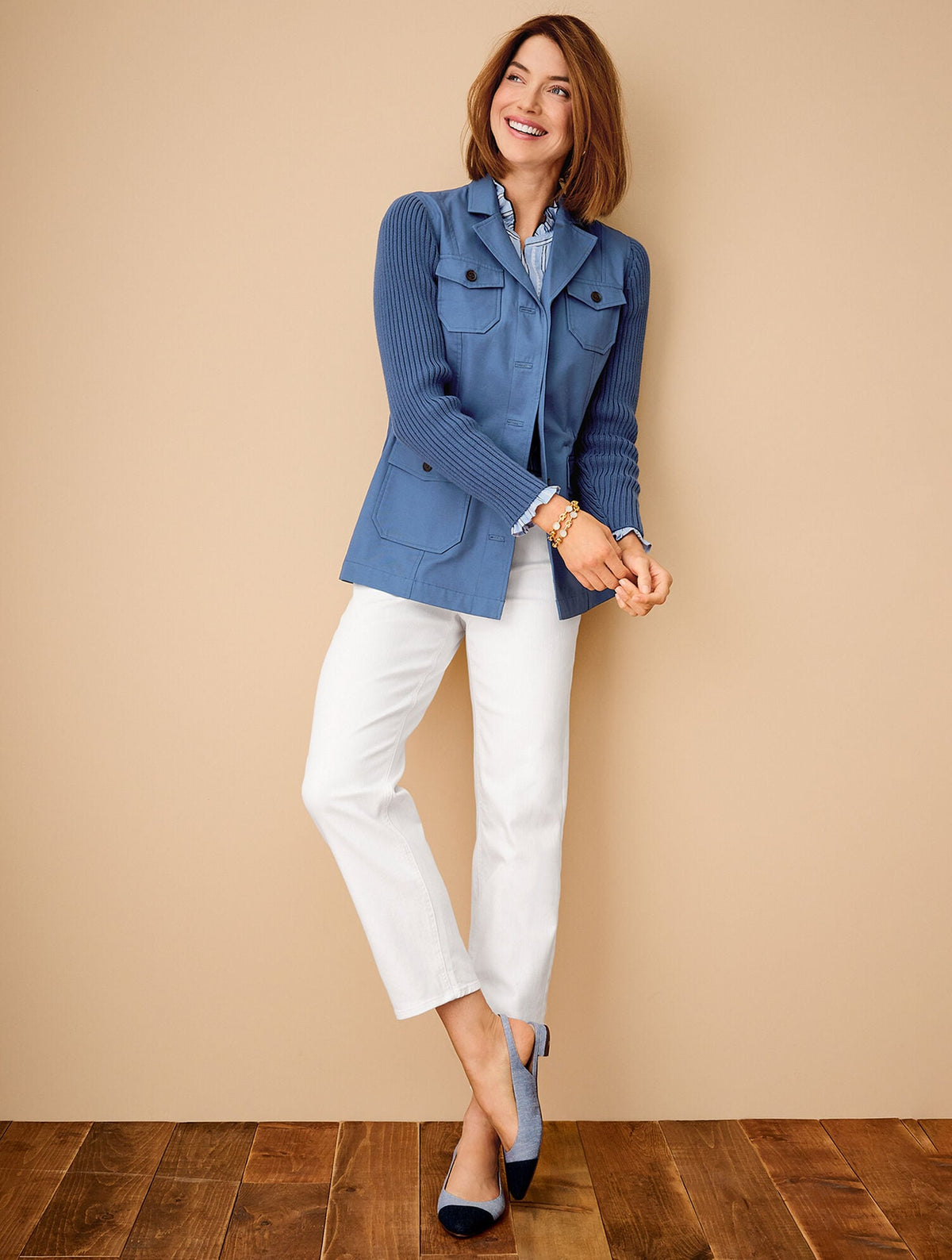 SMOCKED TOP - DOT STRIPE
