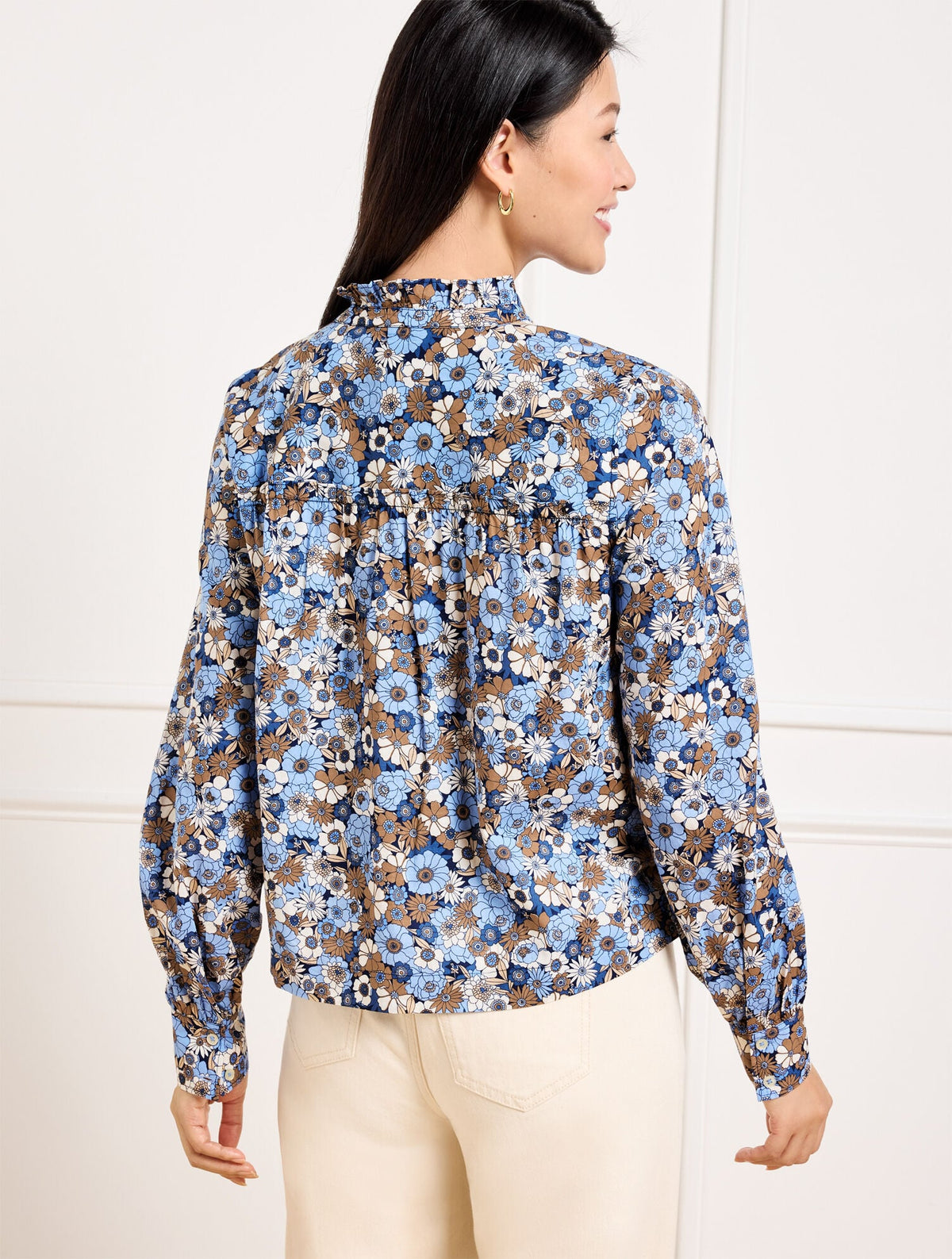 RUFFLE SHORT SHIRT - GATHERED BLOSSOMS