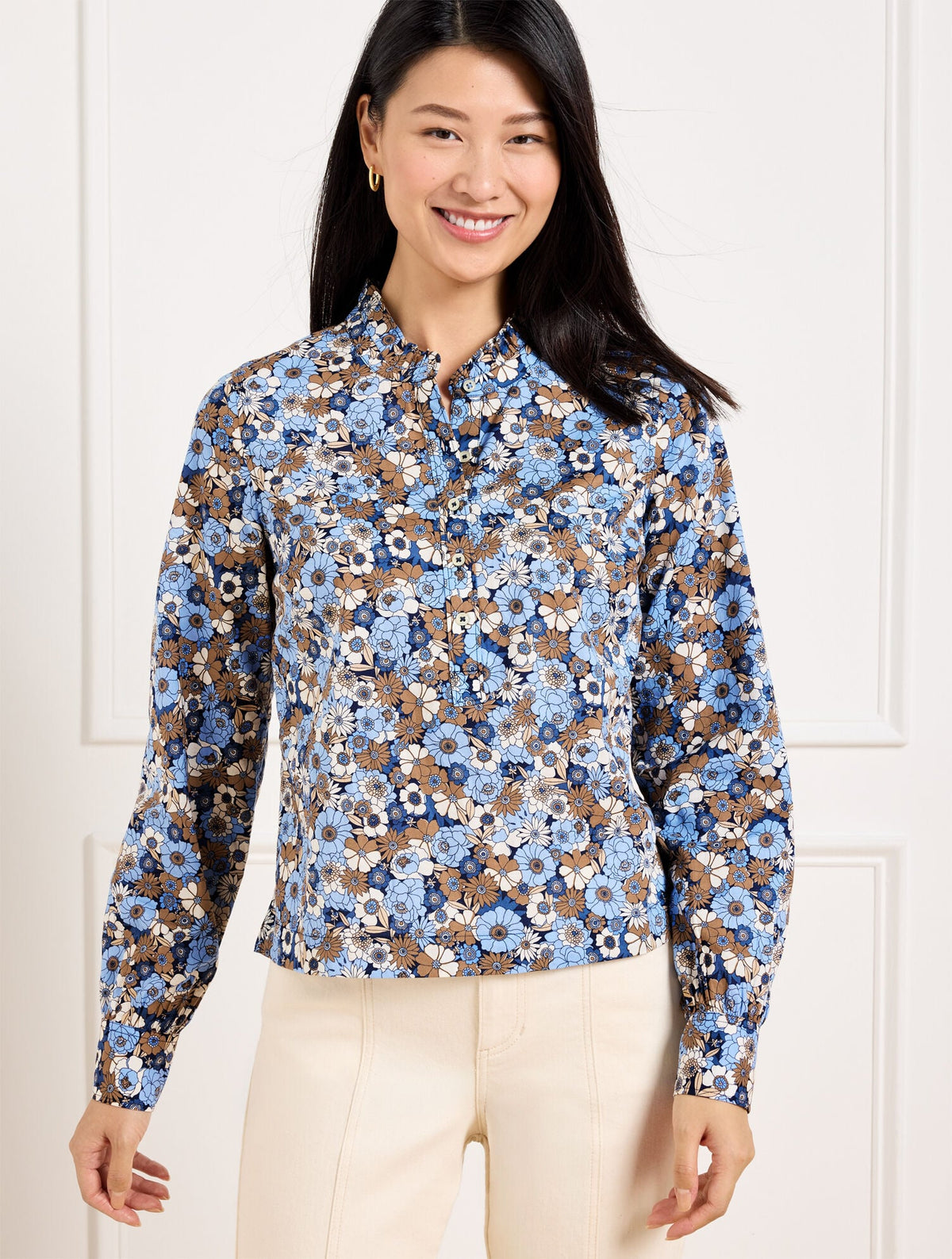 RUFFLE SHORT SHIRT - GATHERED BLOSSOMS