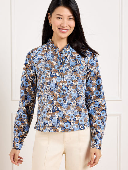 RUFFLE SHORT SHIRT - GATHERED BLOSSOMS