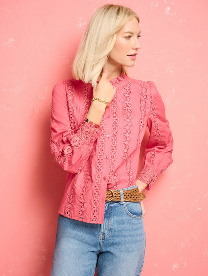 LACE TRIM VOILE TOP