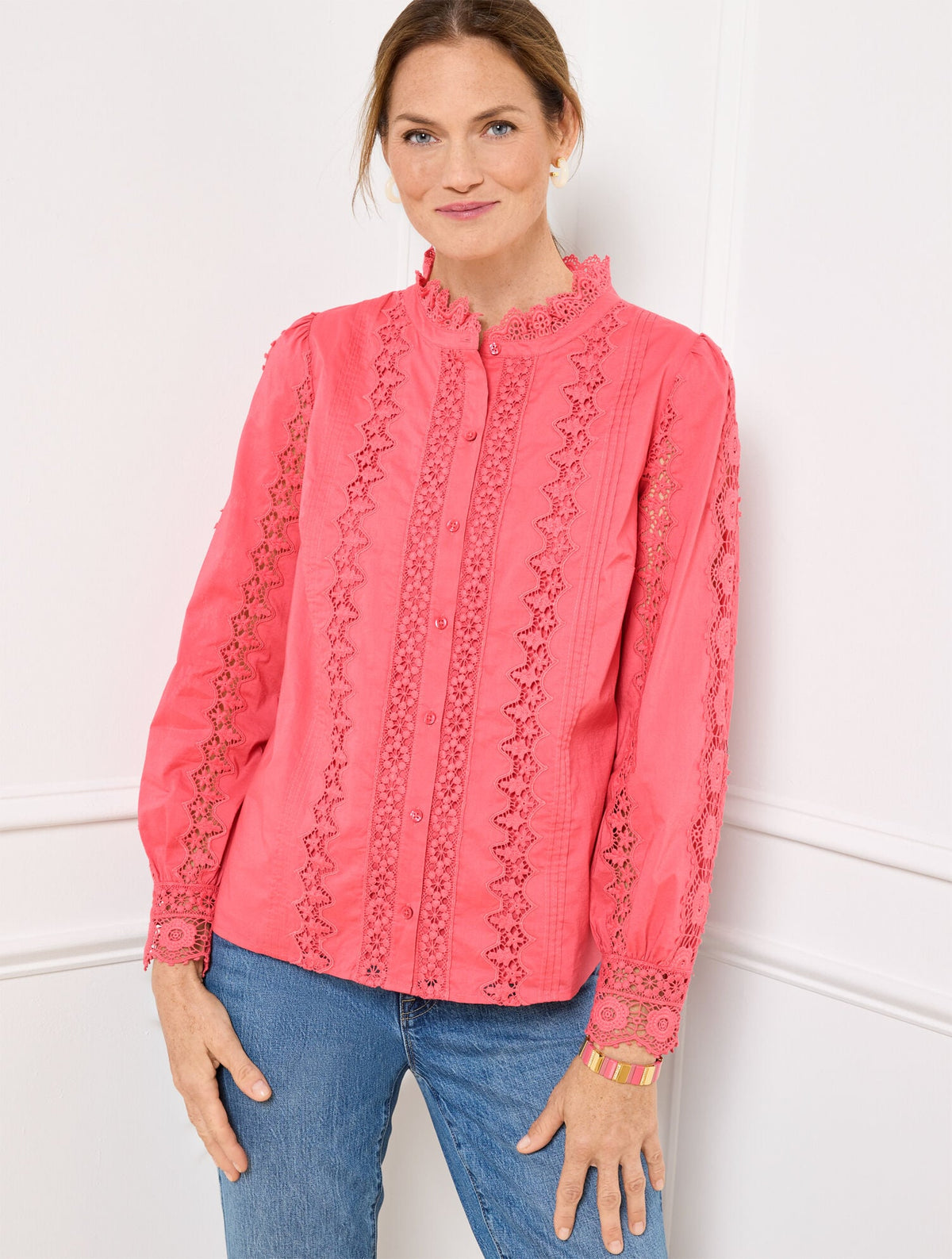 LACE TRIM VOILE TOP