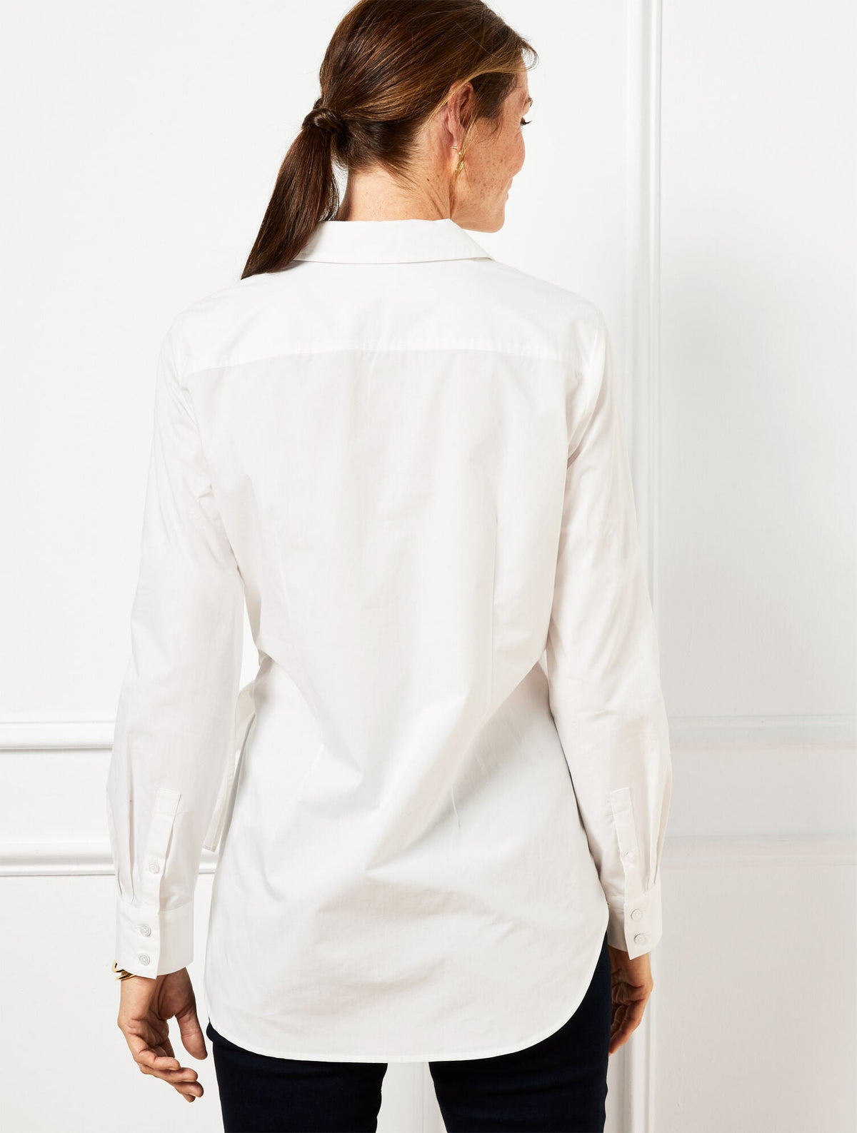 TIE FRONT DRAPED POPLIN SHIRT
