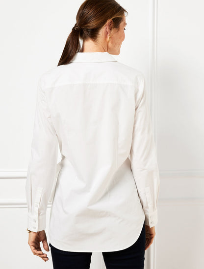 TIE FRONT DRAPED POPLIN SHIRT