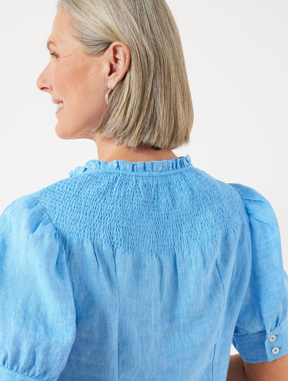 LINEN SMOCKED TOP