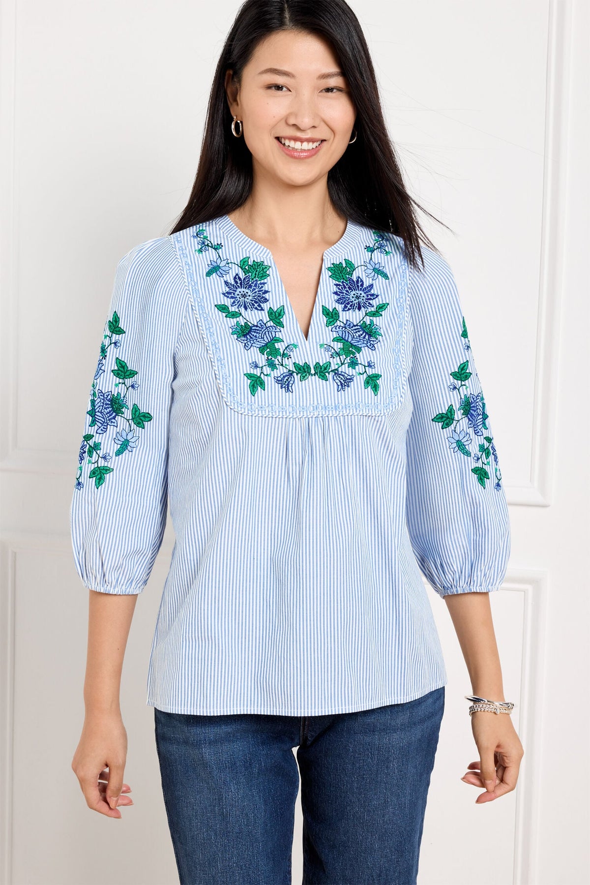 EMBROIDERED STRIPE POPOVER