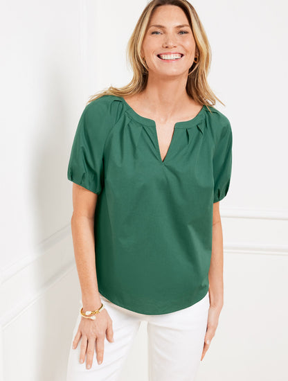 SHORT SLEEVE POPLIN TOP