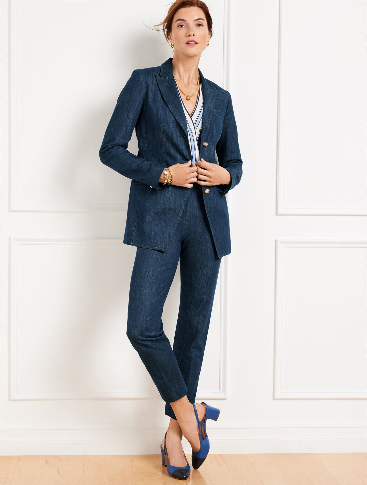 REFINED DENIM SLIM LEG PANTS