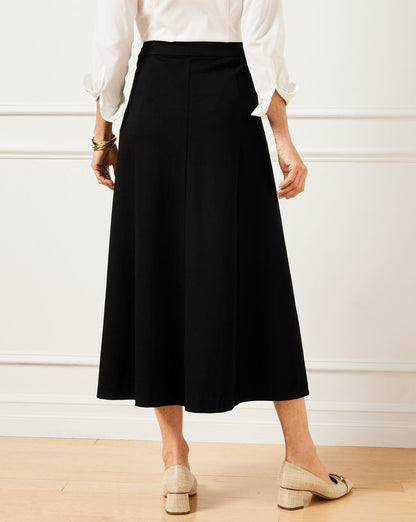 LUXE PONTE A-LINE MIDI SKIRT