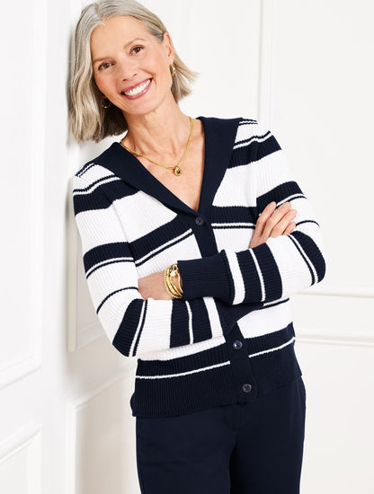 SAILOR COLLAR CARDIGAN - STRIPE