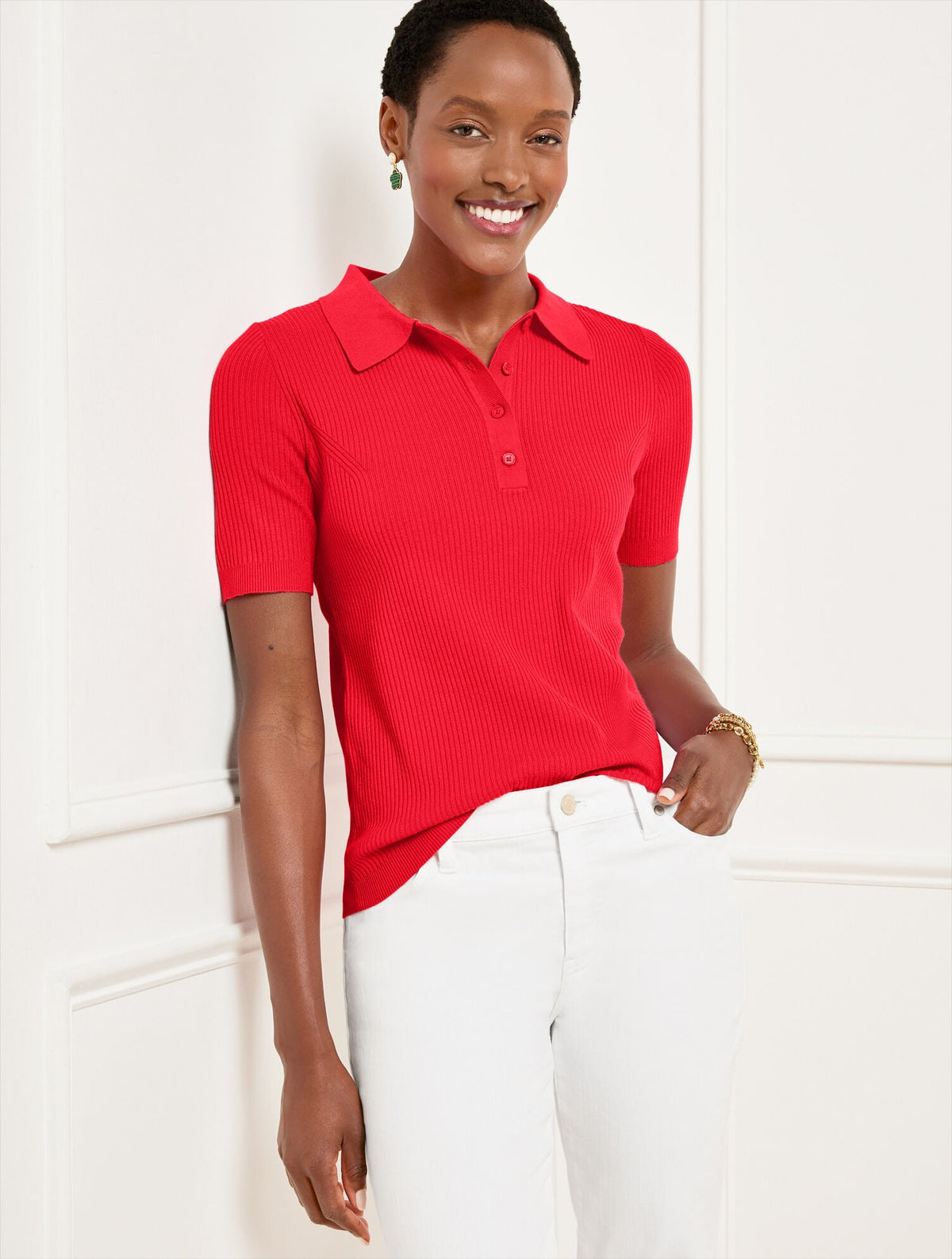 RIBBED POLO SWEATER