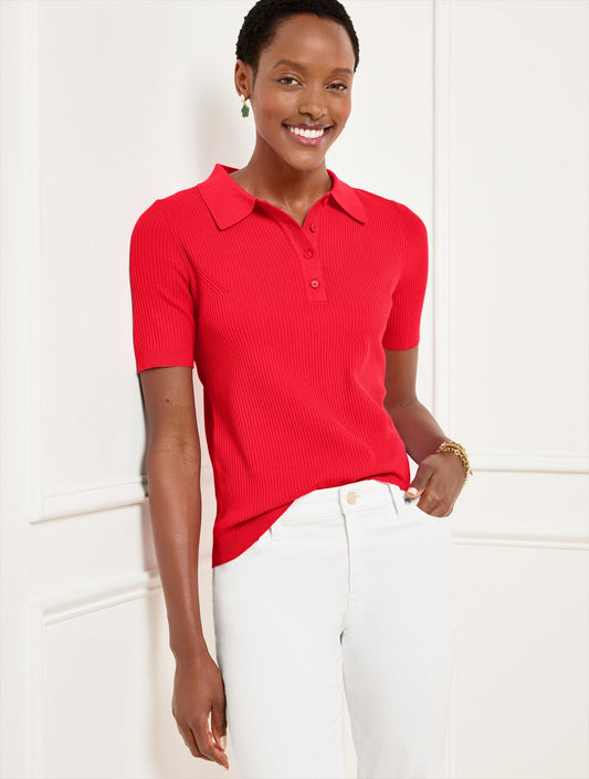 RIBBED POLO SWEATER