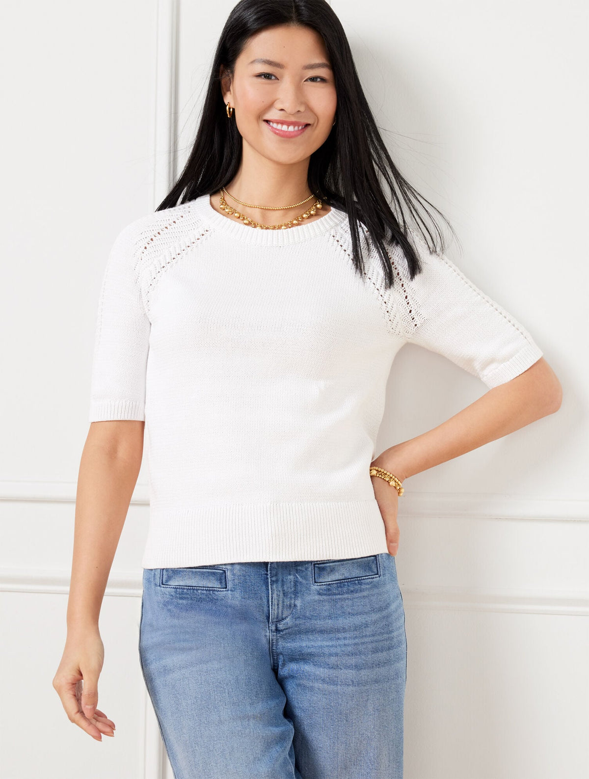 POINTELLE CREWNECK PULLOVER
