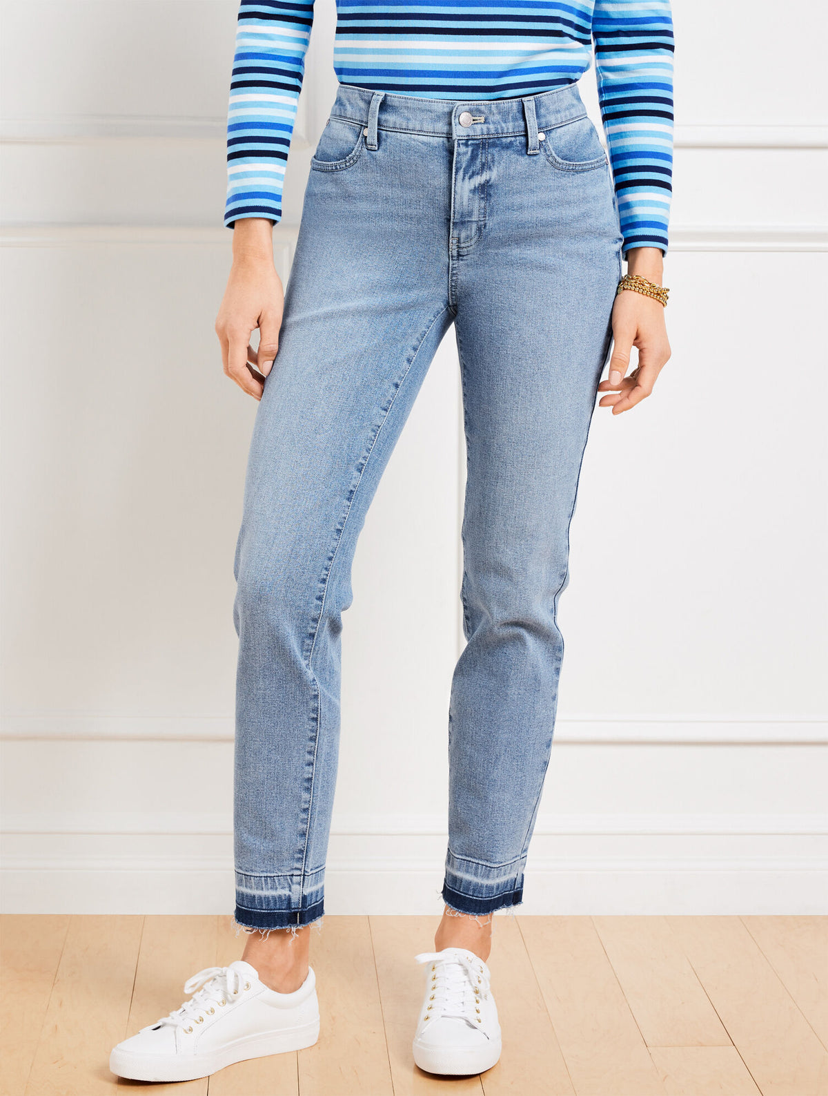 SLIM ANKLE RELEASED HEM JEANS - PELHAM WASH