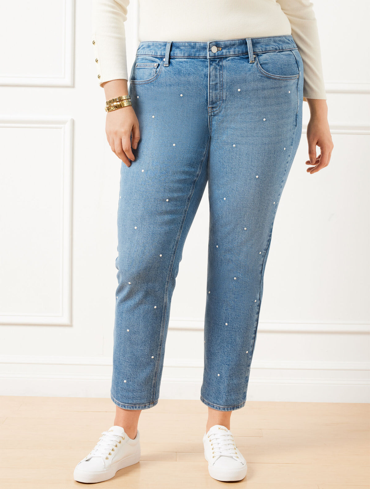 PEARL SLIM STRAIGHT ANKLE JEANS - OPAL WASH