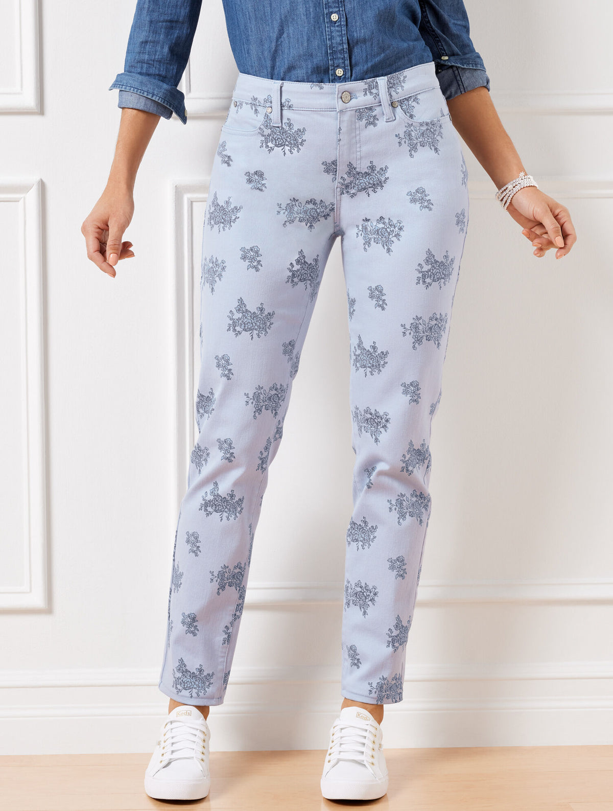 SLIM ANKLE JEANS - FLORAL BUNCHES - CURVY FIT