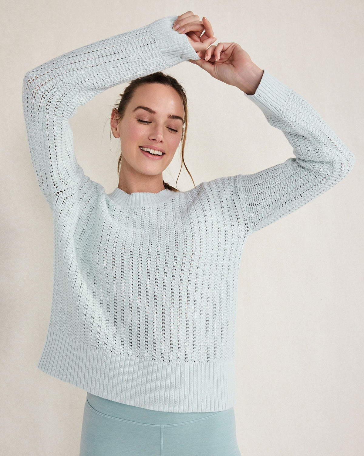 ORGANIC COTTON OPEN STITCH CREWNECK SWEATER