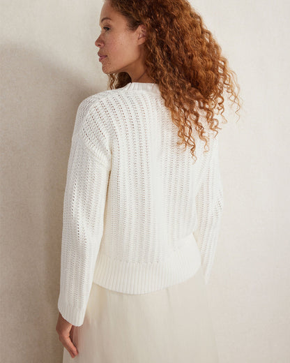 ORGANIC COTTON OPEN STITCH CREWNECK SWEATER