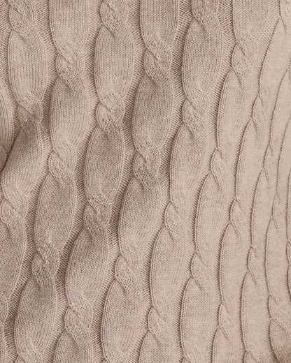 COTTON CASHMERE CABLE KNIT WIDE LEG PANTS