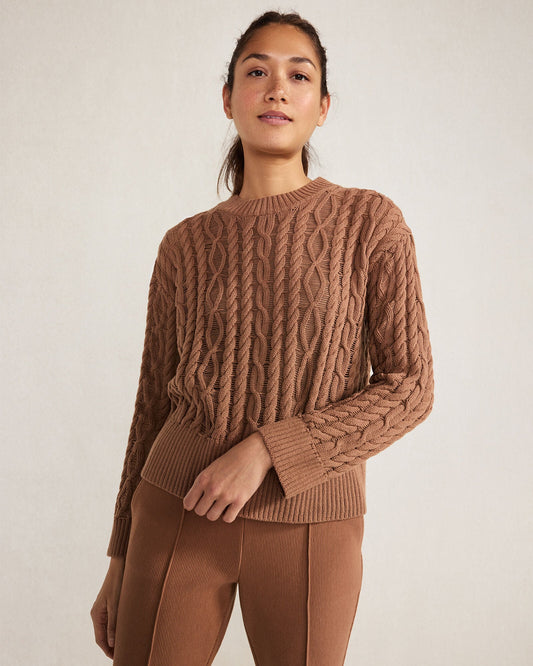 ORGANIC COTTON CABLE KNIT SWEATER