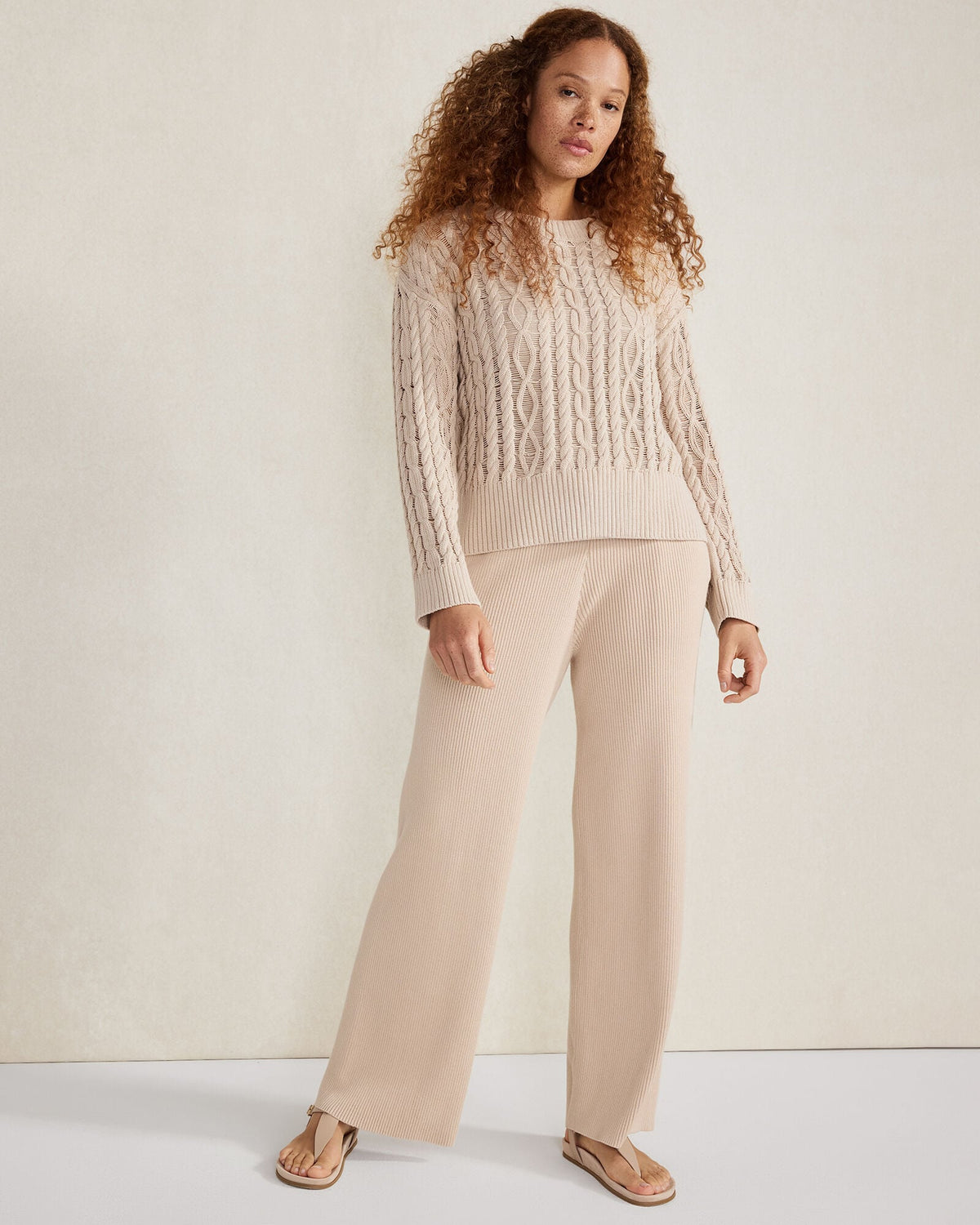 ORGANIC COTTON CABLE KNIT SWEATER
