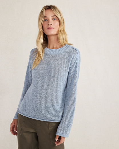 ORGANIC COTTON LINEN TAPE YARN CREWNECK SWEATER