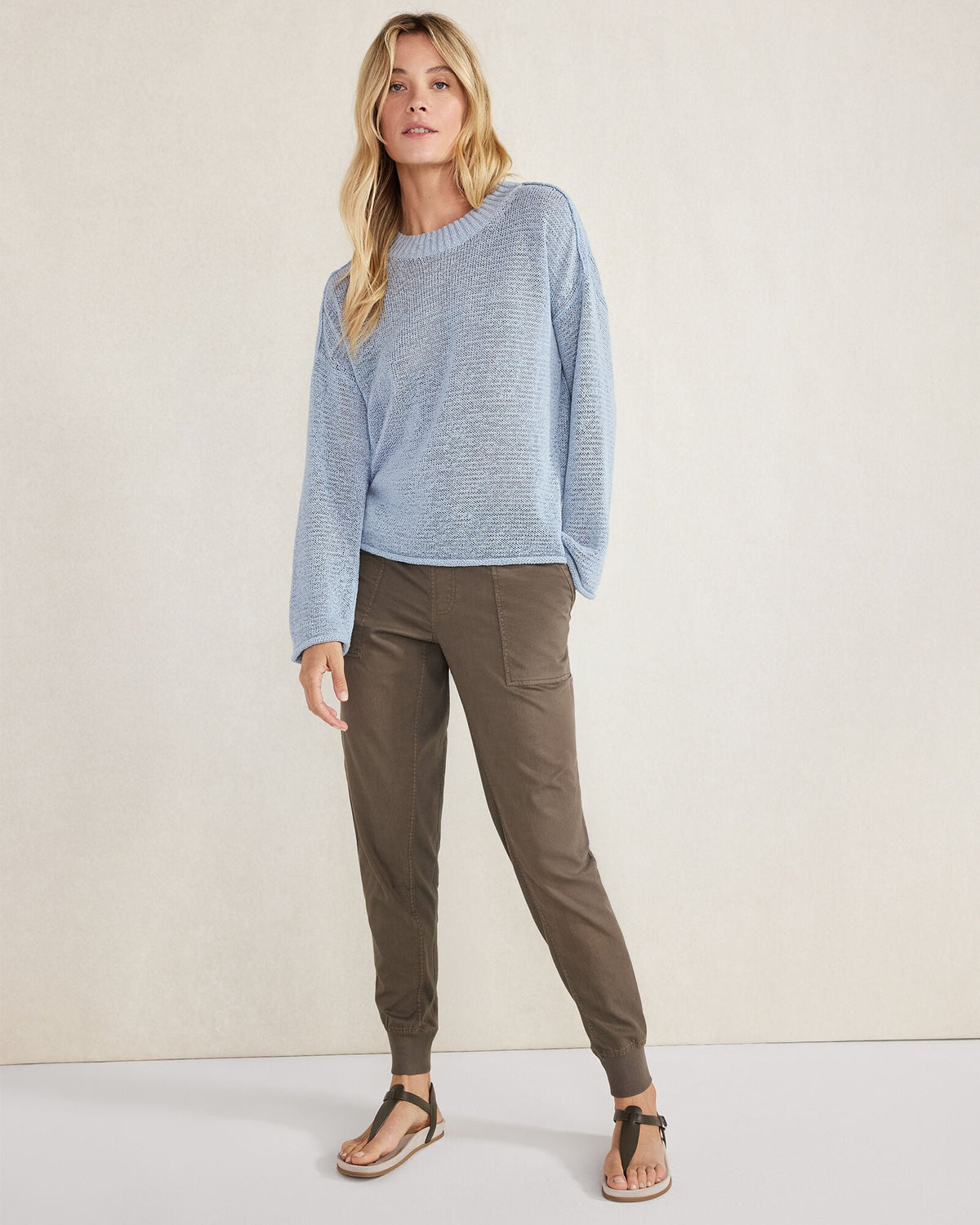 ORGANIC COTTON LINEN TAPE YARN CREWNECK SWEATER