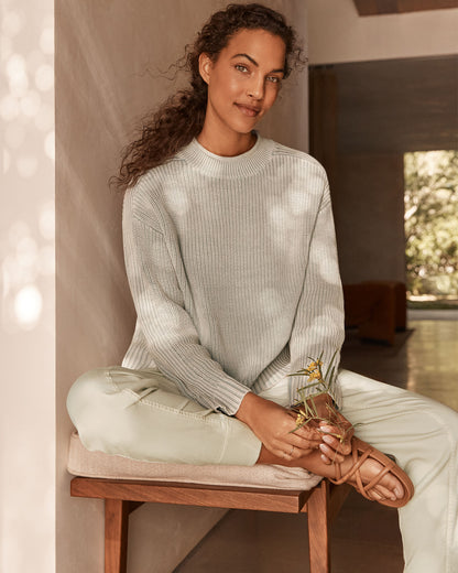 GARMENT-DYED ORGANIC COTTON ROLLNECK SWEATER