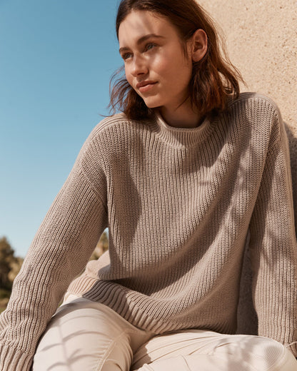 GARMENT-DYED ORGANIC COTTON ROLLNECK SWEATER