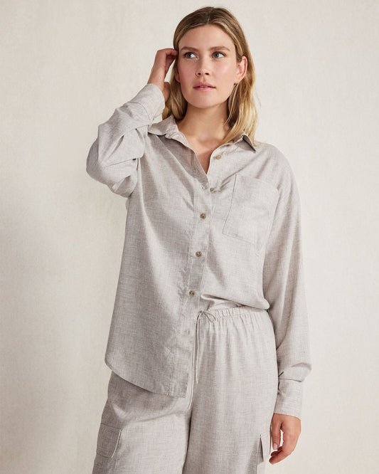 DRAPEY WOOL BUTTON DOWN TOP
