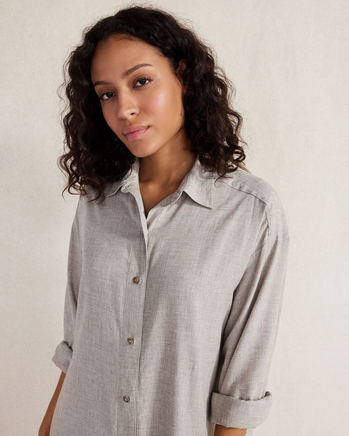 DRAPEY WOOL BUTTON DOWN DRESS