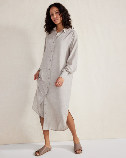 DRAPEY WOOL BUTTON DOWN DRESS