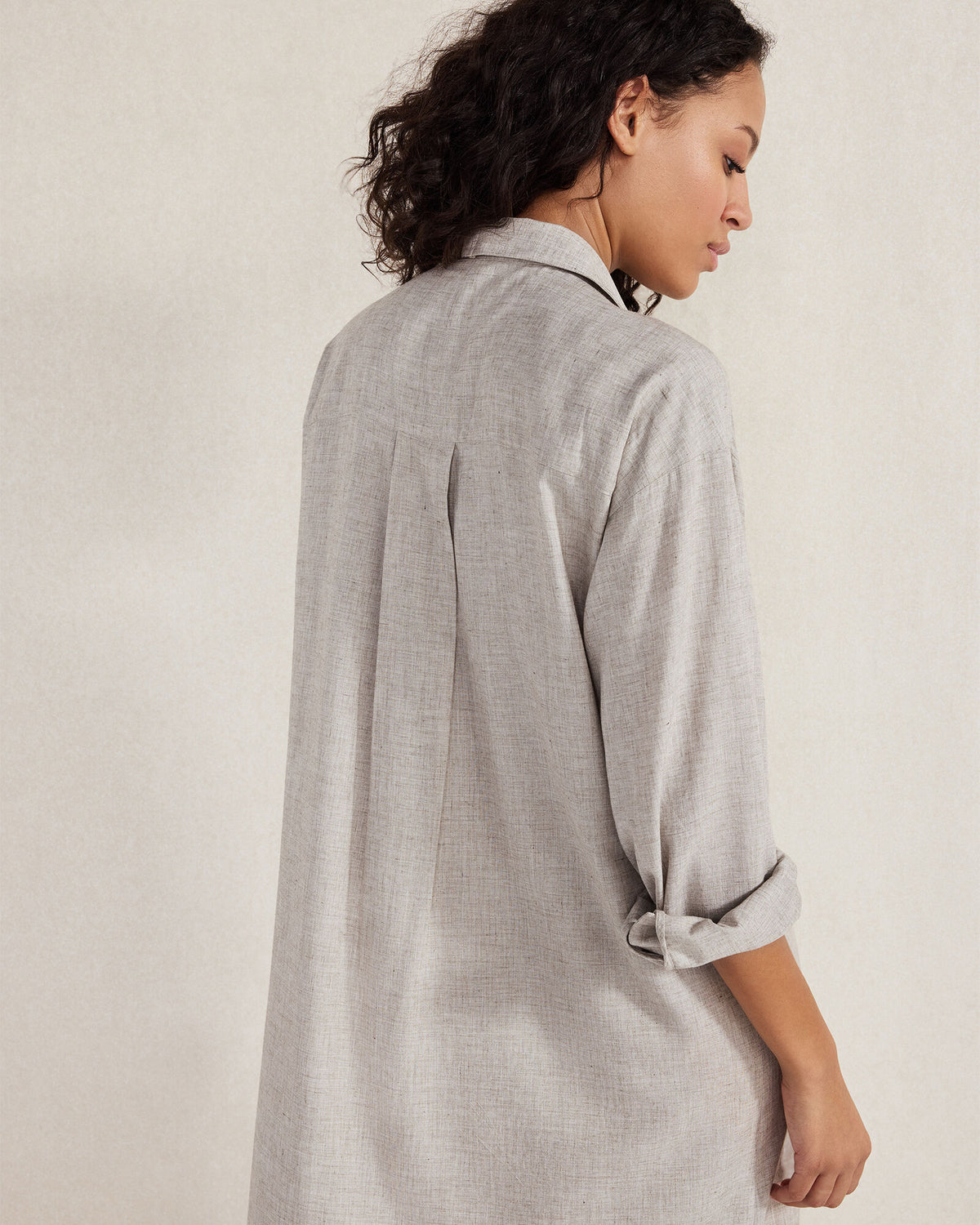 DRAPEY WOOL BUTTON DOWN DRESS