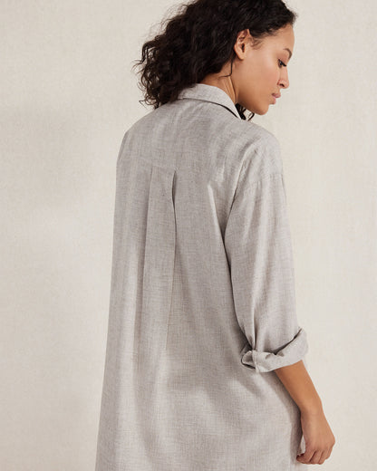 DRAPEY WOOL BUTTON DOWN DRESS