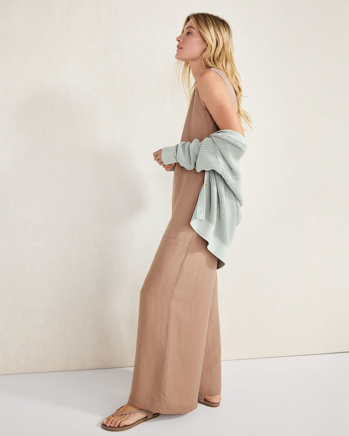 LINEN BLEND WIDE LEG JUMPSUIT