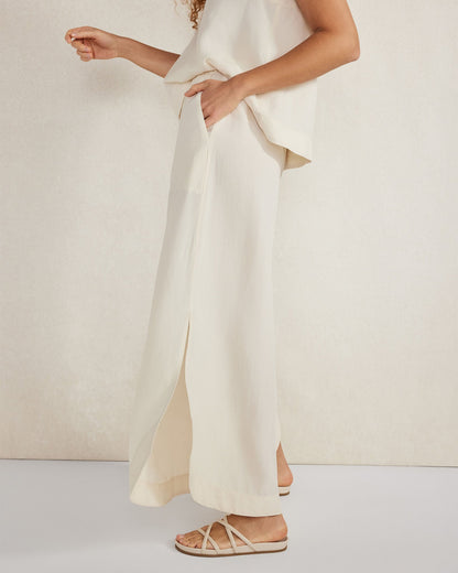 LINEN BLEND MAXI SHIRTTAIL SKIRT