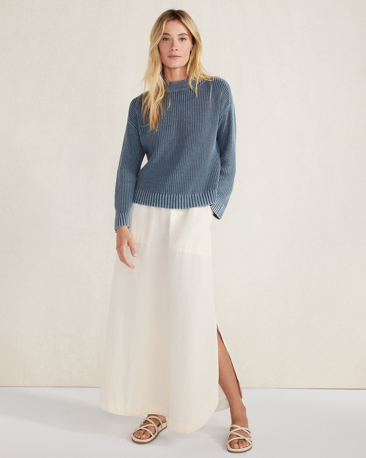 LINEN BLEND MAXI SHIRTTAIL SKIRT
