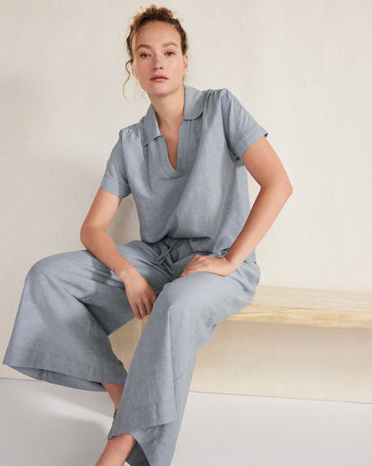 LINEN BLEND COLLARED SHIRT